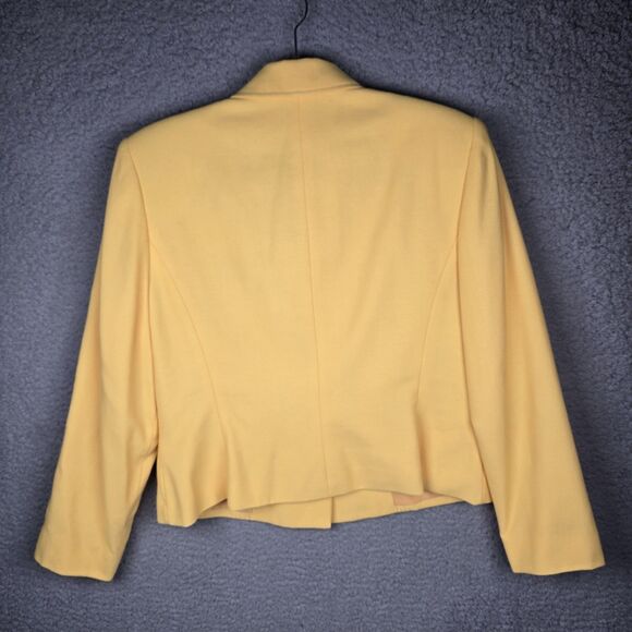 Le Suit Petite Womens Butter Yellow Cropped Blazer Jacket 8P Y2K Retro On Trend - Picture 2 of 9